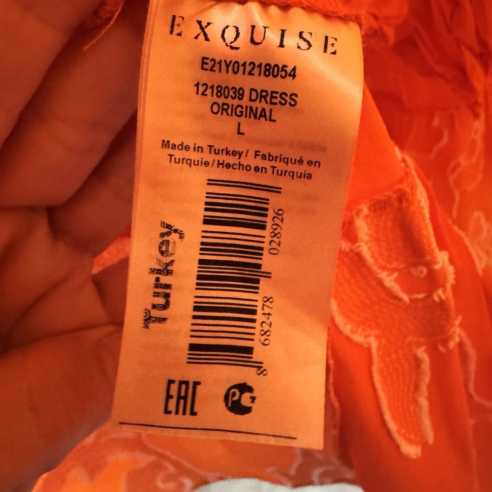 Anthropologie Exquise Phoebe Flounced Embroidered Maxi Dress Orange White Large - Picture 4 of 6